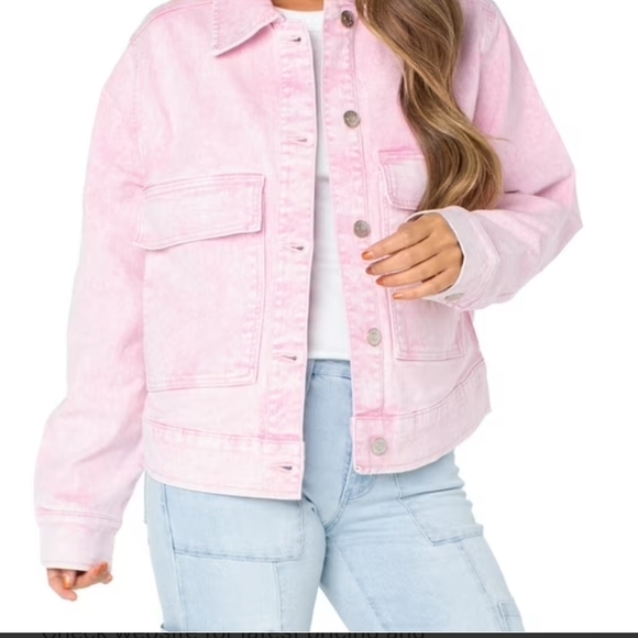 Celebrity Pink Jackets & Blazers - Pink Denim Jacket